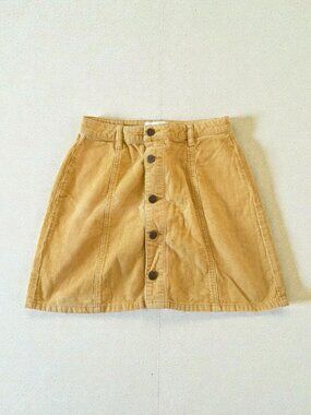 MP D Yellow Corduroy Button Mini Skirt Size Small